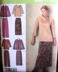 4886 SIMPLICITY EZ TOP COLLAR OR NOT, LONG SKIRT, PANTS, SCARF PATTERN 10-18; 20w-28W choice